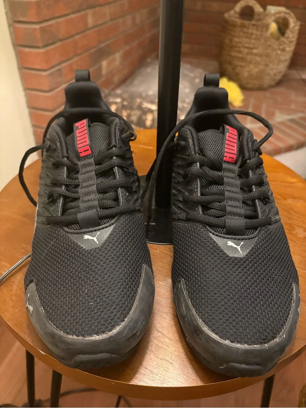 Puma Black Mesh Athletic Sneakers with Ref Logo